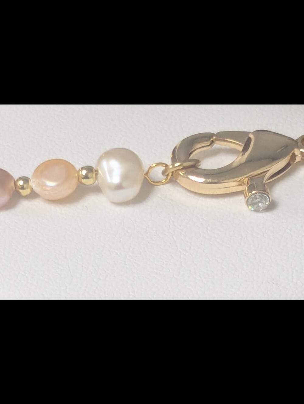 Freshwater Pearl Necklace 18KGP Textured Link Chain 18 Inch June Birthstone - Picture 8 of 9